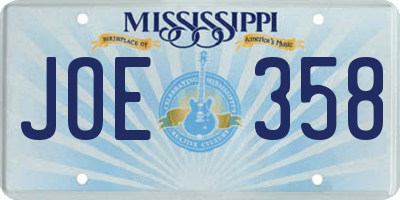 MS license plate JOE358