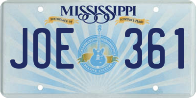 MS license plate JOE361