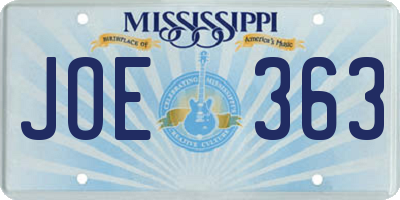 MS license plate JOE363