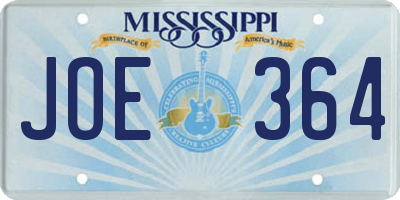 MS license plate JOE364