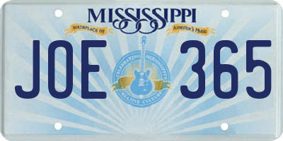 MS license plate JOE365