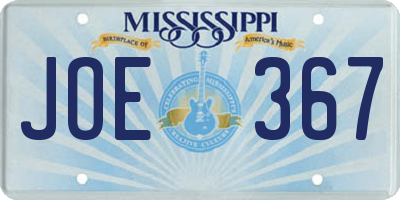 MS license plate JOE367