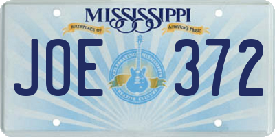 MS license plate JOE372