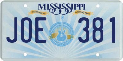 MS license plate JOE381