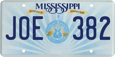 MS license plate JOE382