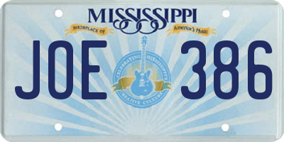 MS license plate JOE386