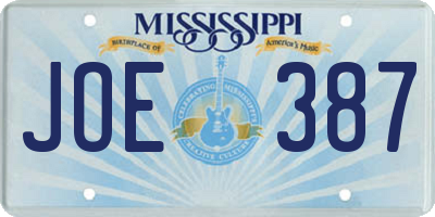 MS license plate JOE387
