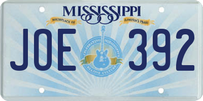 MS license plate JOE392
