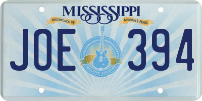 MS license plate JOE394