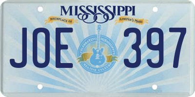 MS license plate JOE397