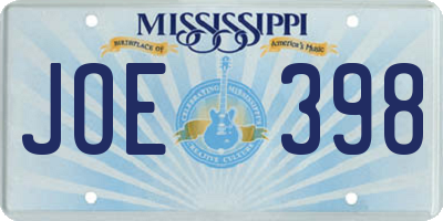 MS license plate JOE398