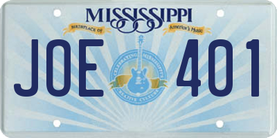MS license plate JOE401