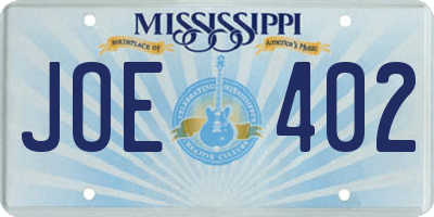 MS license plate JOE402