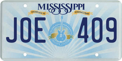 MS license plate JOE409
