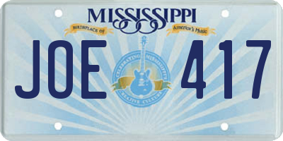 MS license plate JOE417