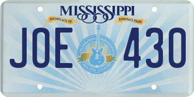 MS license plate JOE430