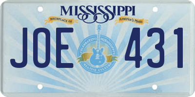 MS license plate JOE431
