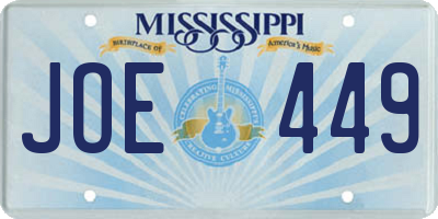 MS license plate JOE449