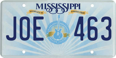 MS license plate JOE463