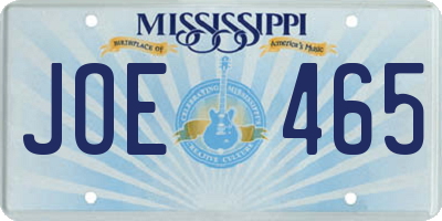 MS license plate JOE465