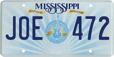 MS license plate JOE472
