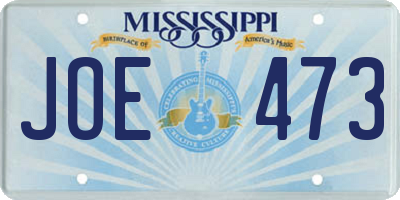 MS license plate JOE473