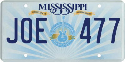 MS license plate JOE477