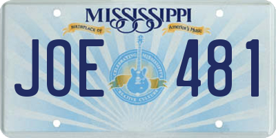 MS license plate JOE481