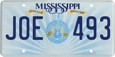 MS license plate JOE493