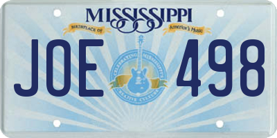 MS license plate JOE498