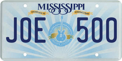 MS license plate JOE500