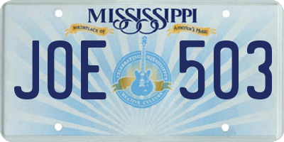 MS license plate JOE503