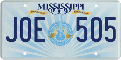 MS license plate JOE505