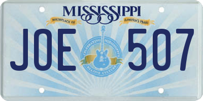 MS license plate JOE507
