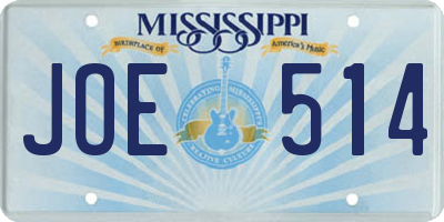 MS license plate JOE514