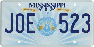MS license plate JOE523