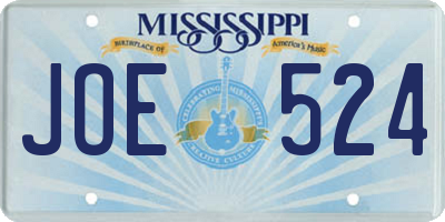 MS license plate JOE524