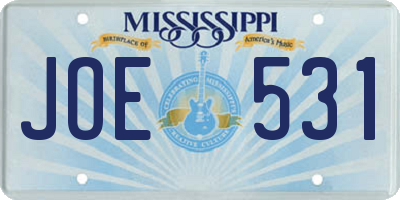 MS license plate JOE531