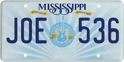 MS license plate JOE536