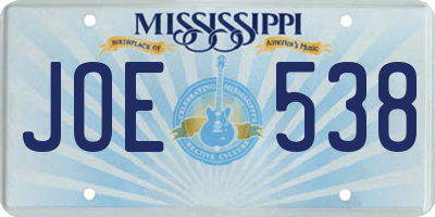 MS license plate JOE538