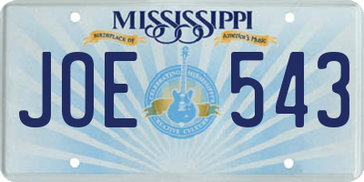 MS license plate JOE543