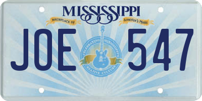 MS license plate JOE547