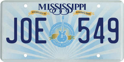 MS license plate JOE549