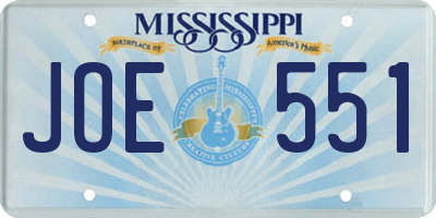MS license plate JOE551