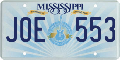 MS license plate JOE553