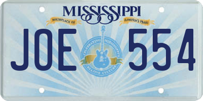 MS license plate JOE554