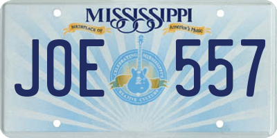 MS license plate JOE557