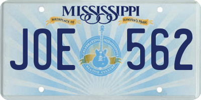 MS license plate JOE562