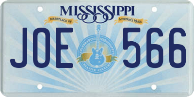 MS license plate JOE566