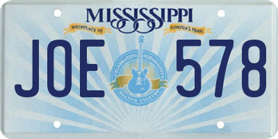 MS license plate JOE578